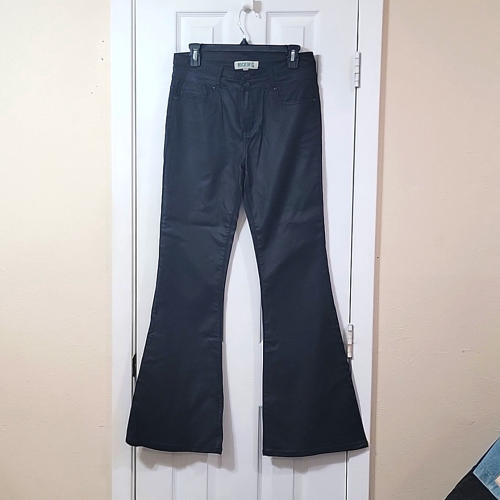 Rockin' C Size 30 Pleather Black Flare Pants
